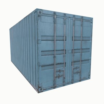 3D render of a blue shipping container in a simple design