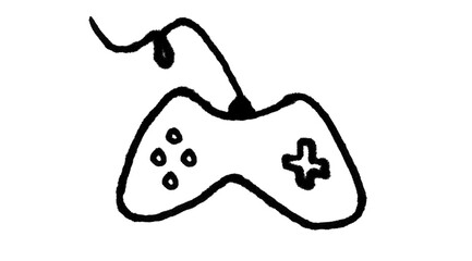 Hand Drawn Video Game Controller Doodle in Black and White Brush Style © Anwaar