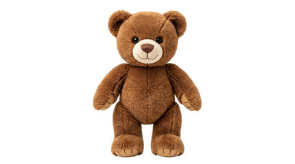 Classic brown teddy bear toy standing on a white background, studio shot © Ivan