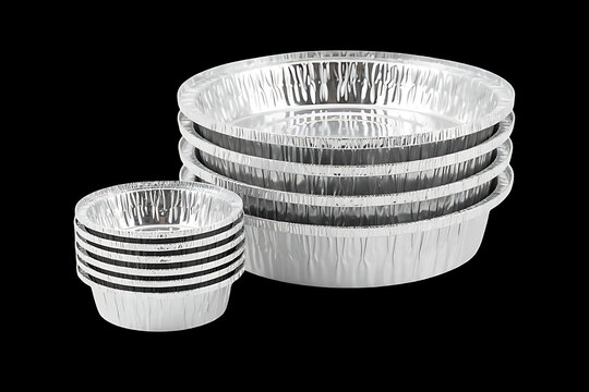 Stacked Metal Food Trays Different Sizes Display transparent background