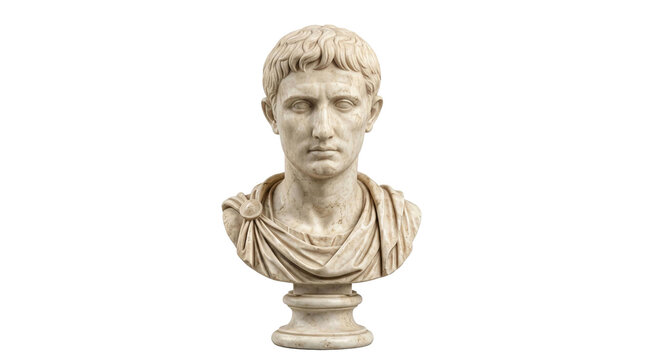 Ancient Roman marble bust of Emperor Augustus, a classical sculpture