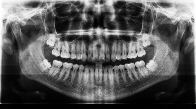 Panoramic Dental X-ray Of A Human Mouth Showing Healthy Teeth
