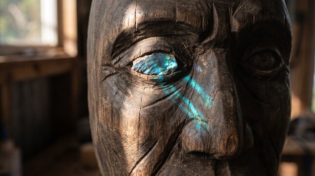 Macro Detail Sunlight Reflecting on Newly Placed Paua Shell Eye