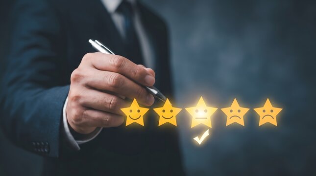 Customer satisfaction and quality service are crucial for business success as represented by these glowing five star ratings and a professional touch