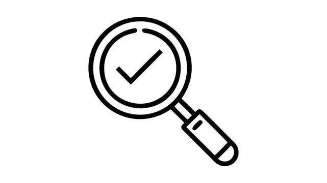 Magnifying glass with check mark icon representing search results and verification concept