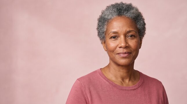 Portrait of a confident senior African American woman with gray hair