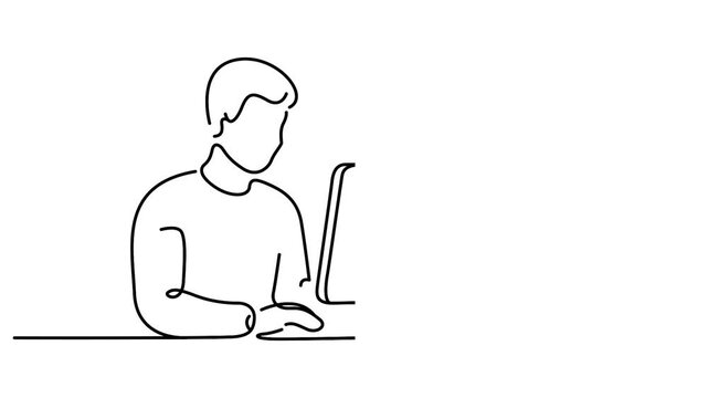 Person working on laptop with pens in cup