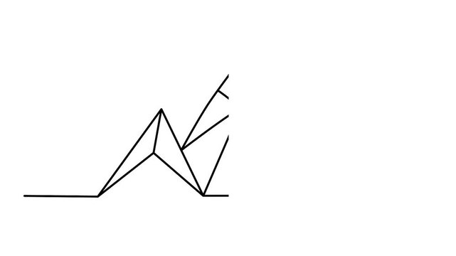Minimalist geometric mountain line art illustration