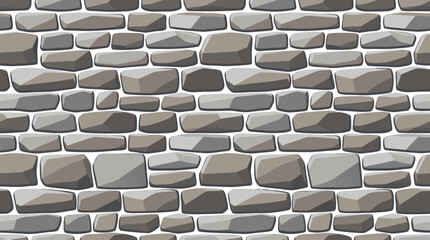 Fototapeta premium Seamless repeating stone wall pattern with stacked blocks featuring realistic light and shadow effects, warm gray hand-drawn vector illustration texture for background tileable surface design