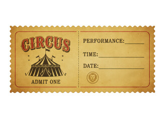 Vintage circus ticket with old paper texture and retro typography design for entertainment event admission © Roksana