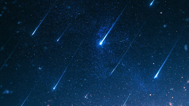 夜空を駆ける美しい流れ星と流星群