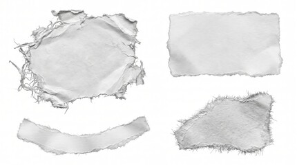 Fototapeta premium Torn and frayed fabric textures collection isolated on white background