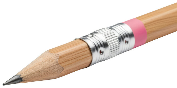 Sharp wooden pencil for office use isolated on transparent background for school branding