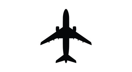 Fototapeta premium Airplane silhouette against a white background depicts a commercial jetliner