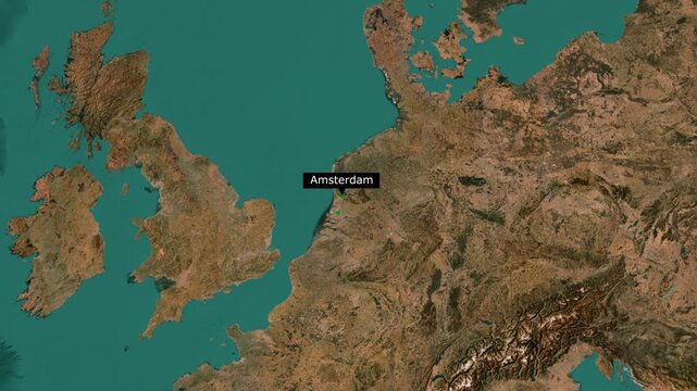Amsterdam City Satellite Map Netherlands Location Animation