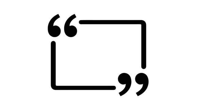 Vector illustration of quote box frame with quotation marks icon, on a transparent background