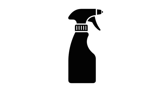 Vector illustration of black spray bottle icon cleaning product or disinfectant sprayer symbol on a transparent background