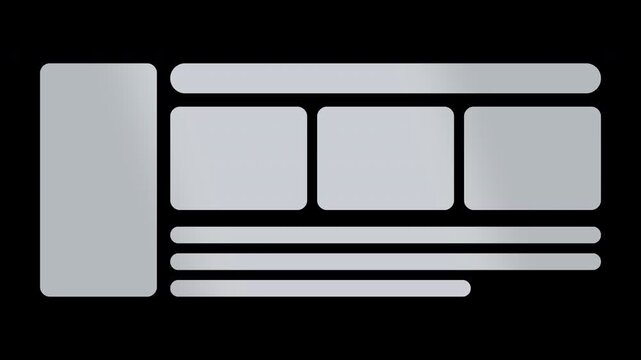 Loading screen with shimmer placeholder content line ui card animation seamless loop on transparent background