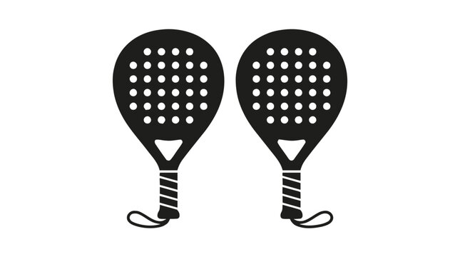 Vector illustration of padel racket icon set on a transparent background