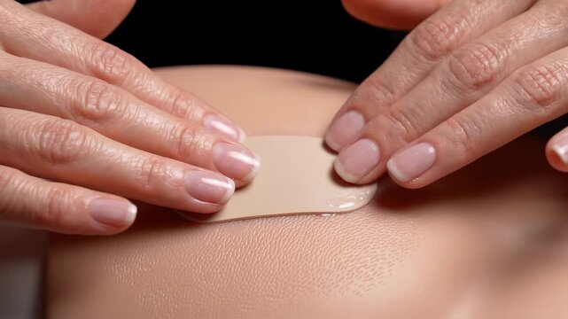 Hands Positioning Wearable Health Monitoring Patch on Skin Surface for Healthcare Technology