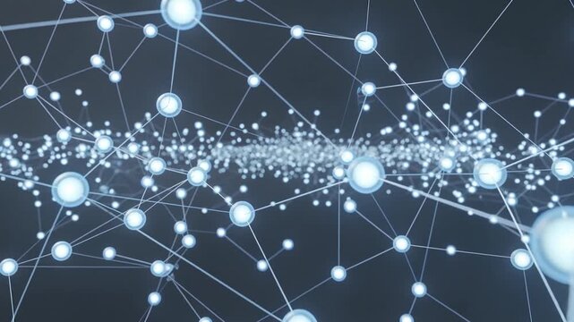 Network Connections with Glowing Nodes and Lines, Representing Data Flow and Digital