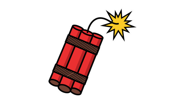 Dynamite sticks explosive with a burning fuse and spark cartoon illustration cartoon icon red sticks dynamite bundle fun design graphic element dynamite explosive