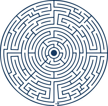 circular maze puzzle design on white background
