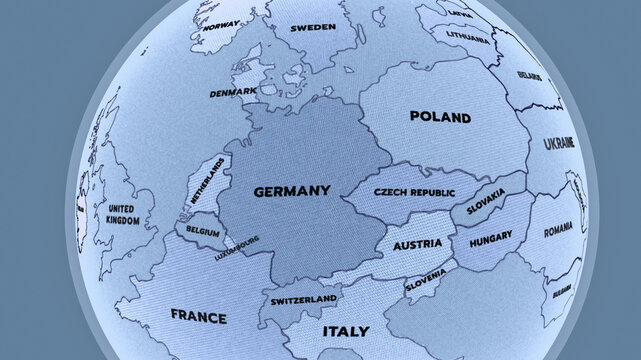 a stylized political map of Central and Northern Europe, Europe map,