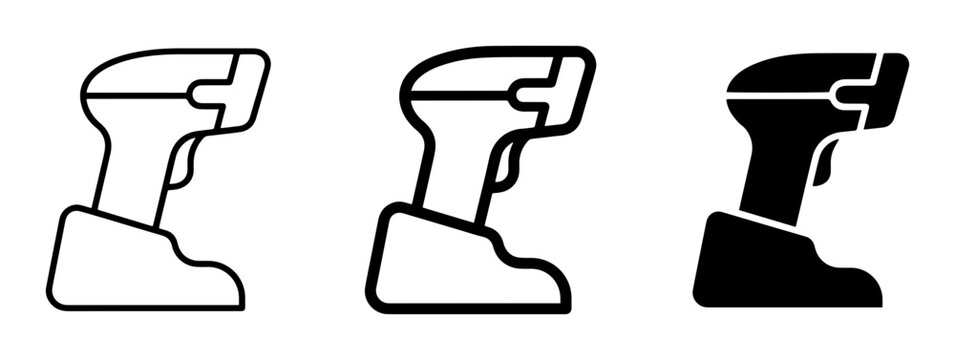 Barcode Scanner Icons, Retail Technology, Data Capture Devices, Vector Set