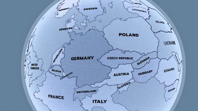 a stylized political map of Central and Northern Europe, Europe map,