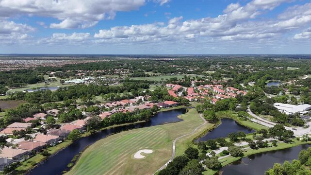 Golf courses surrounded by homes in Port St Lucie in St Lucie County, Florida. 