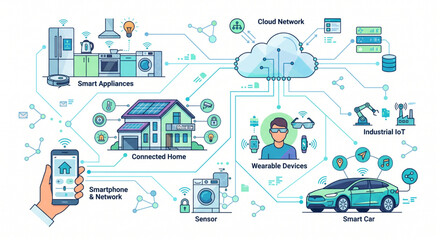 Fototapeta premium Smart home and internet of things technology infographic vector diagra