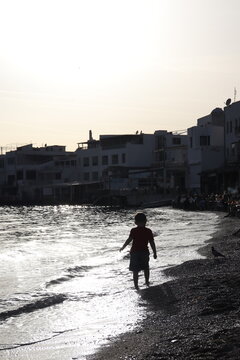 A Little Child Playing in the Sea, Bodrum, Mugla