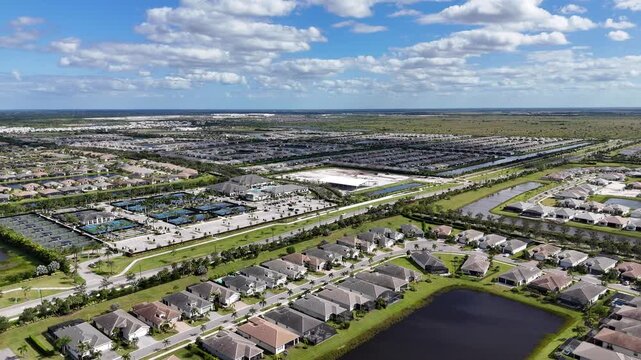 Newly constructed homes in multiple new neighborhoods in the town of Port St Lucie in St Lucie County, Florida. 