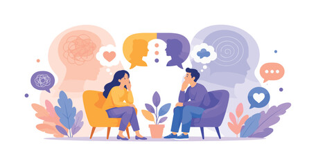 Fototapeta premium Psychotherapy session with a therapist and patient discussing mental health