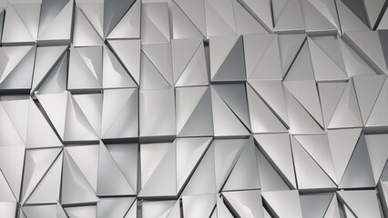 Fototapeta premium Geometric facade with interlocking triangular panels