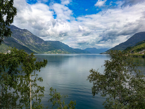 Scenic Hardanger Fjord and Mountain Landscape in Norway