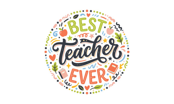 Happy Teacher's Day Orange Ribbon Typography Vector Design