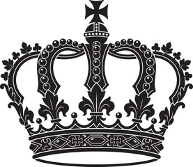 Detailed monarch crown vector graphic featuring circular pearl patterns and ornate fleur de lis elements for heraldic branding and logos. © dkzone09 