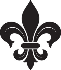 Classic french fleur de lis symbol black silhouette icon representing royal heritage emblem graphic isolated on transparent background. © dkzone09 