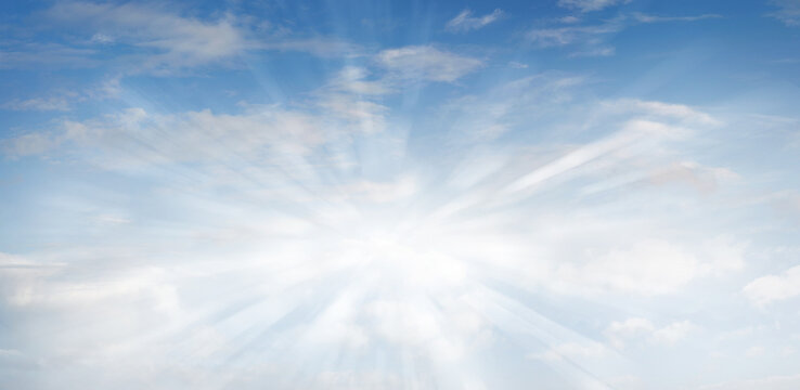 Light rays in blue sky