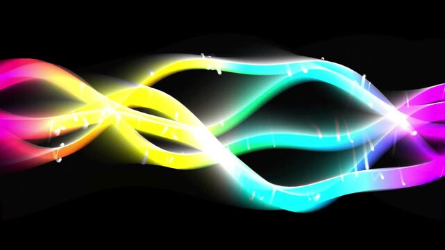 Abstract Colorful Glowing Neon Light Waves Fluid Motion Dark Backdrop