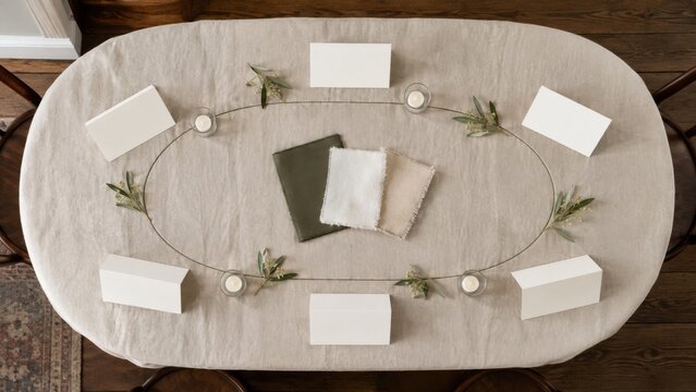 Micro Wedding Table Plan With Six Blank Place Cards