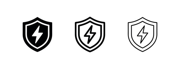 Shield Protection with Lightning Bolt Icon Set © liubomir118809