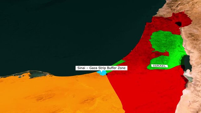 Sinai Gaza Strip Buffer Zone Map Israel Egypt Animation
