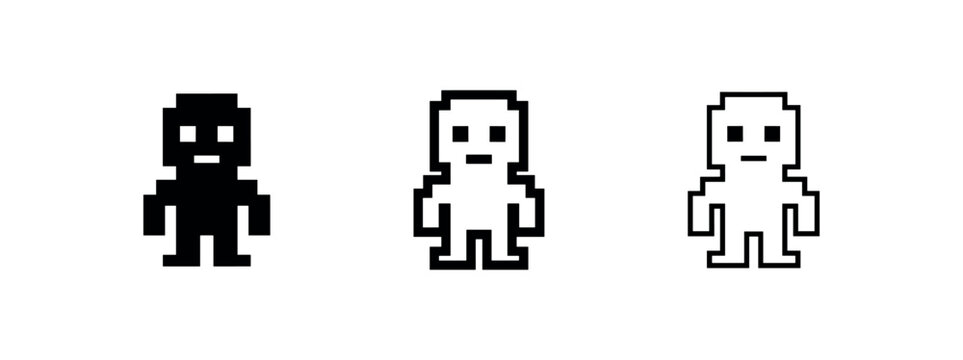 Pixel art character avatar icon set