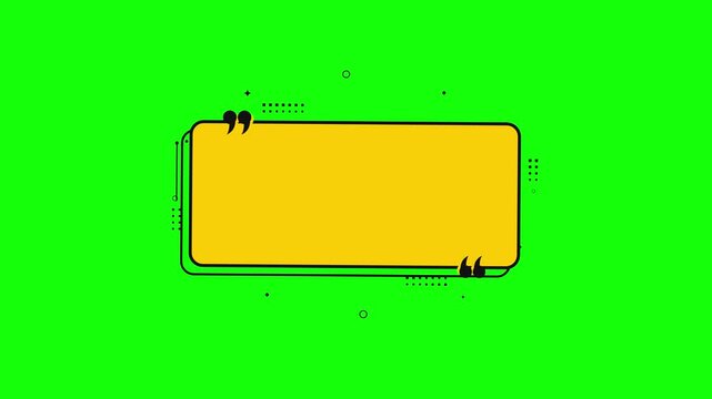 Yellow Quote Box Template on Green Screen Background.
