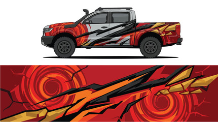 Naklejka premium Red Camouflage Pattern Truck Vector Illustration