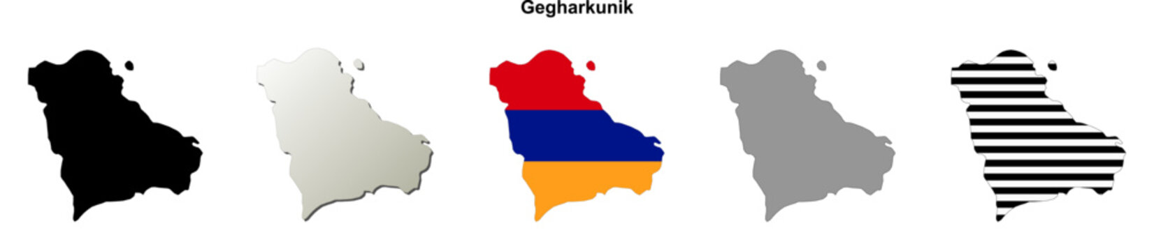 Gegharkunik, Armenia blank outline map set