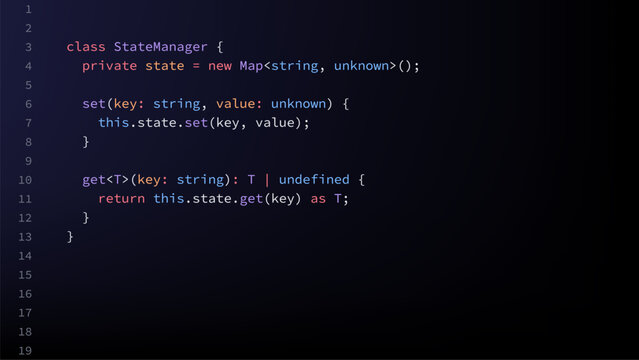 Programming code on dark screen with colorful syntax highlighting. Software development source code with class and functions. Computer programming, coding and web development technology concept.